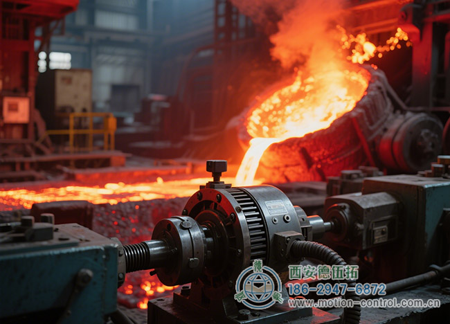图为编码器在炼钢厂的高温环境下的工作照片